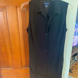 Sleeveless button down black Ann Taylor dress with belt